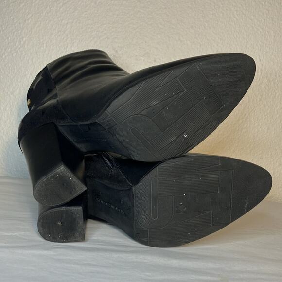 Black Tommy Hilfiger Lopez Stacked‎ Heel Ankle Boots women’s shoe star leather - Picture 5 of 5